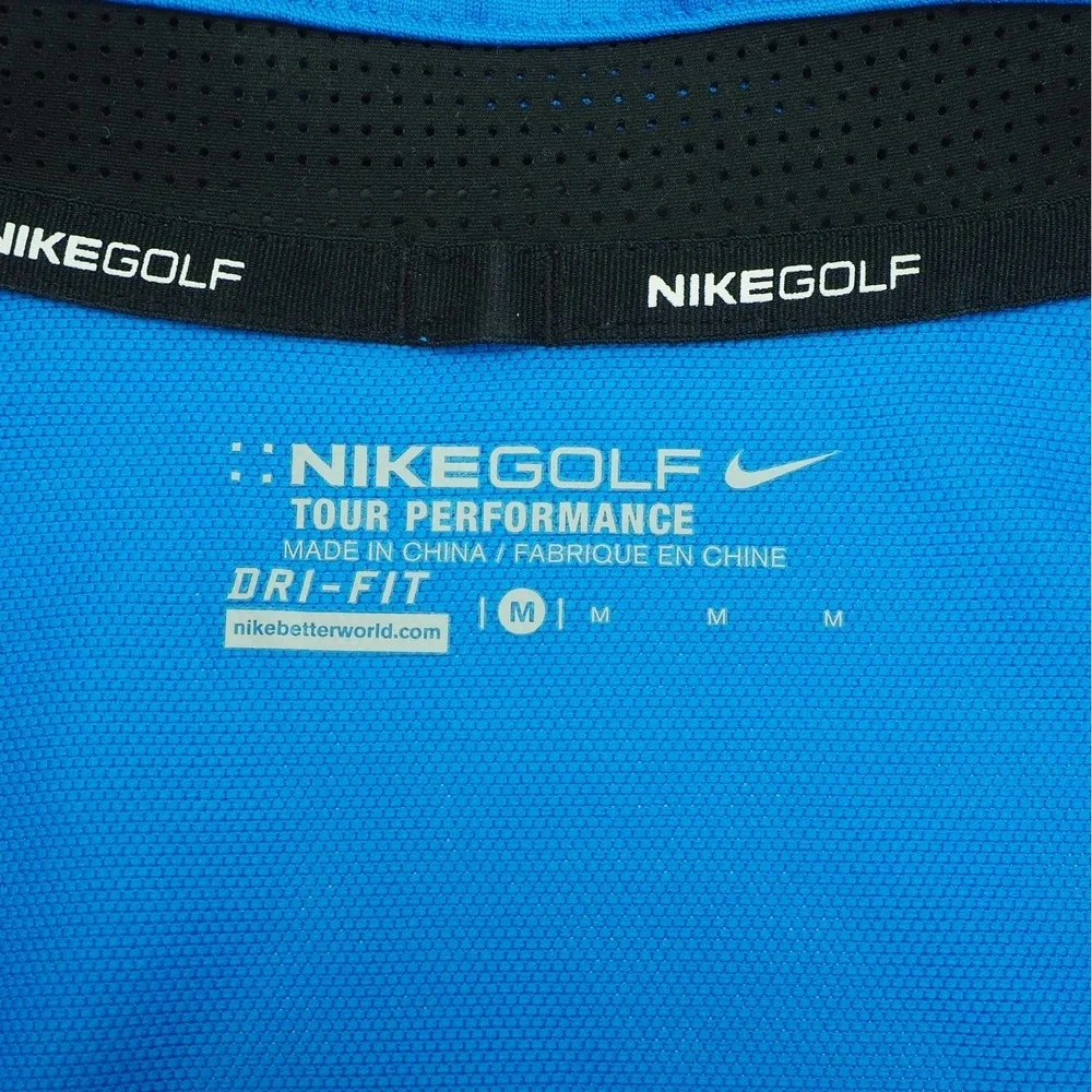 Nike Golf Polo Shirt Mens Medium Blue Geometric Dri-Fit Tour Performance Blend